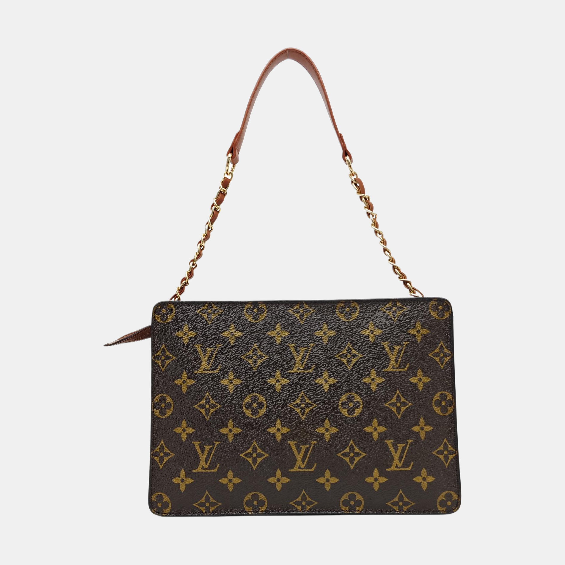 Monogram Coated Canvas Clutch Brown