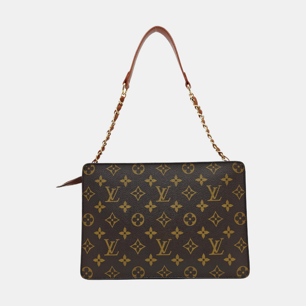 Monogram Coated Canvas Clutch Brown