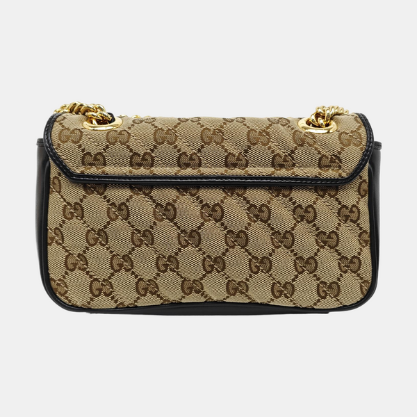 GG Marmont Small Quilted Canvas Brown