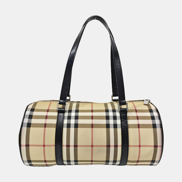 Coated Canvas Top Handle Bag Beige