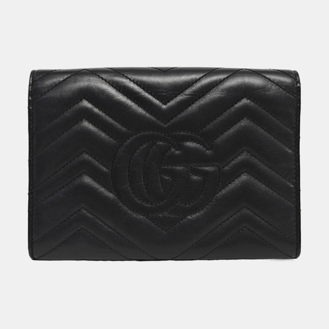 GG Marmont Mini Chevron Calfskin Black