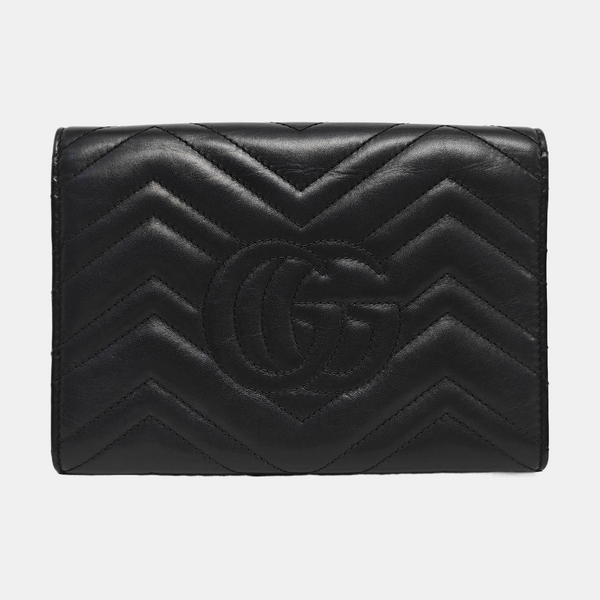 GG Marmont Mini Chevron Calfskin Black