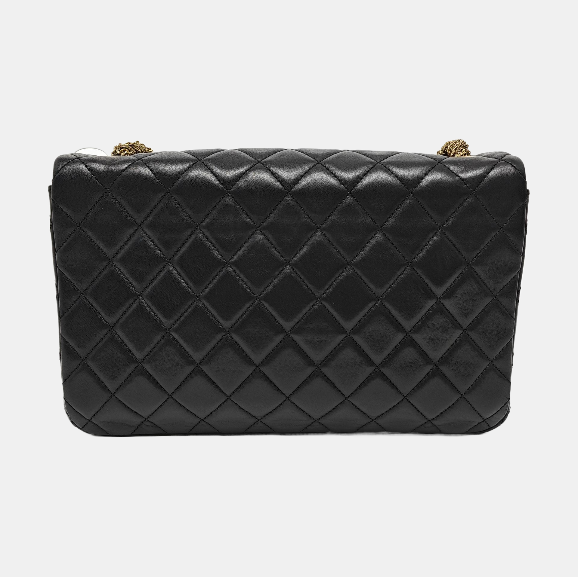 Quilted Lambskin Top Handle Bag Black