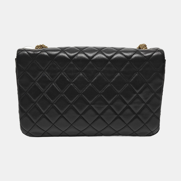 Quilted Lambskin Top Handle Bag Black