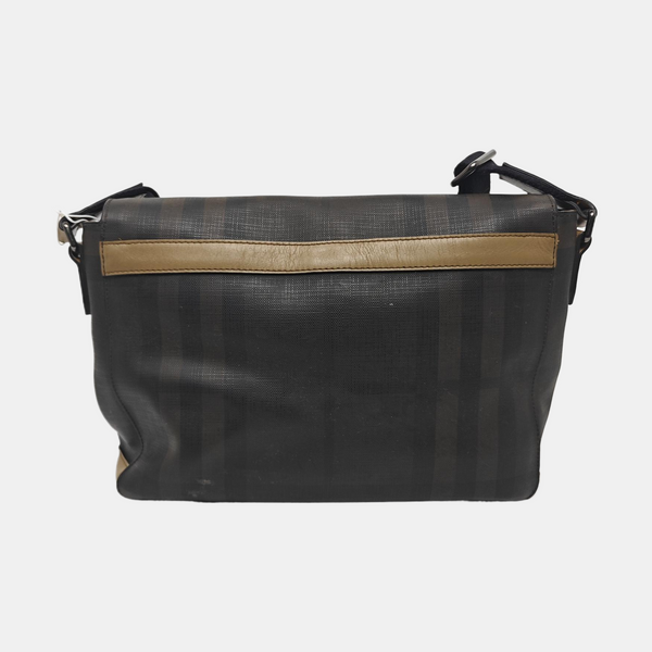 Coated Canvas Shoulder Bag Brown