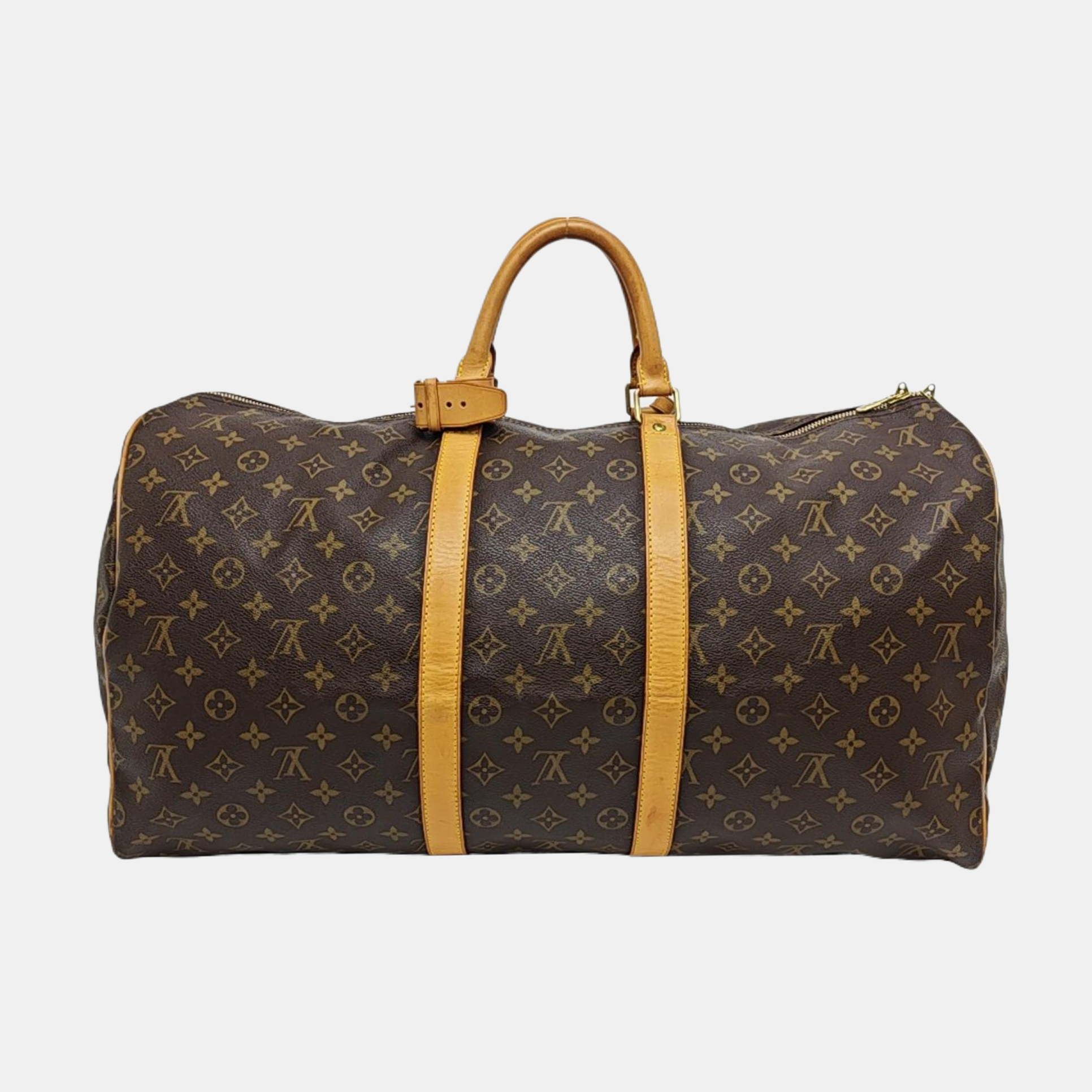 KEEPALL 55 Monogram Coated Canvas Brown