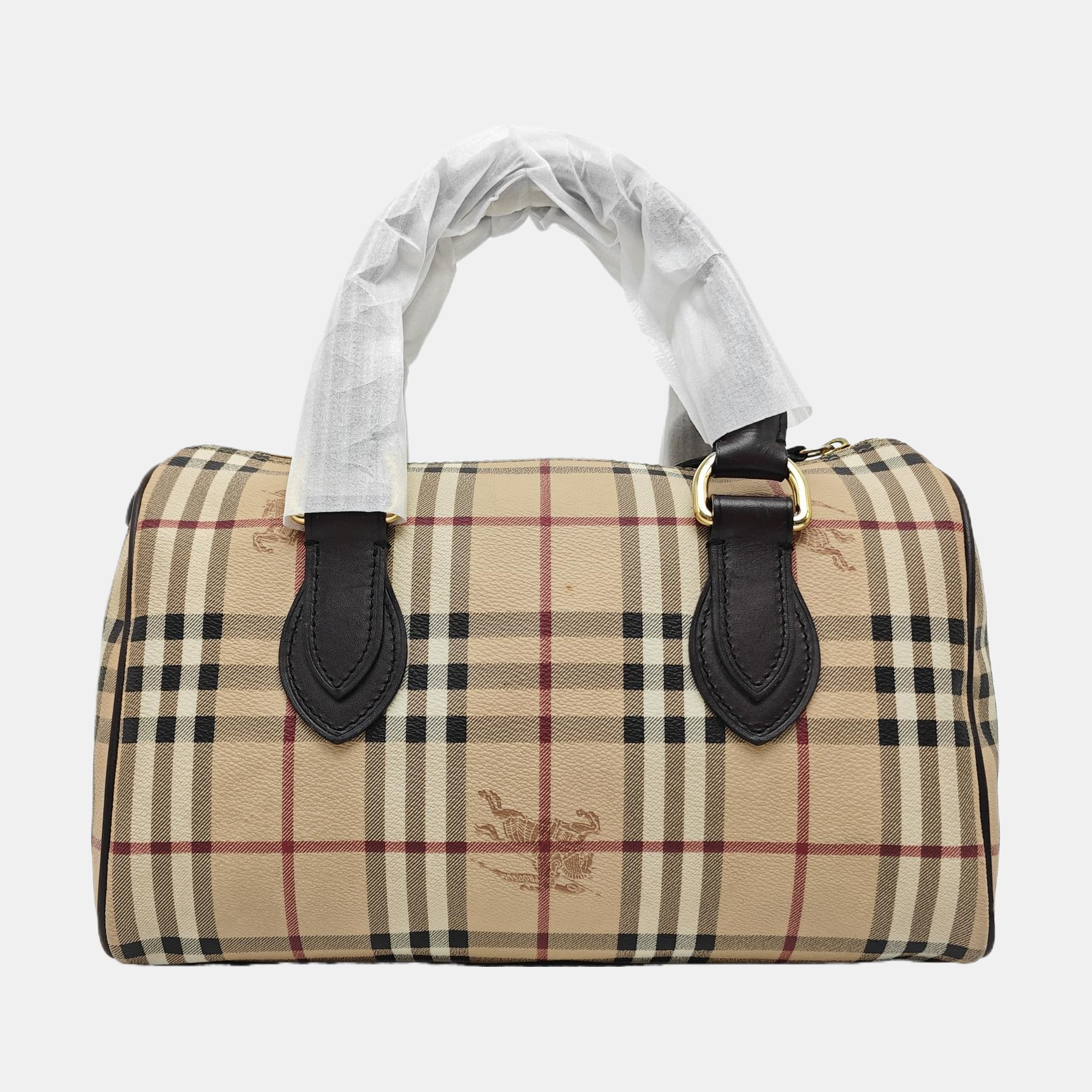 Coated Canvas Top Handle Bag Beige