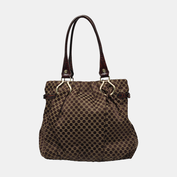 Fabric Top Handle Bag Brown