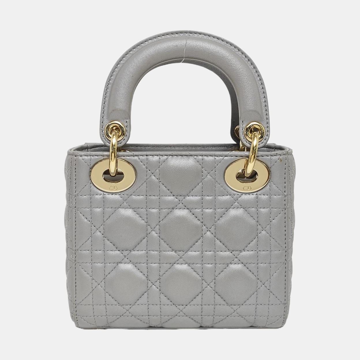 Lady Dior Mini Cannage Lambskin Gray