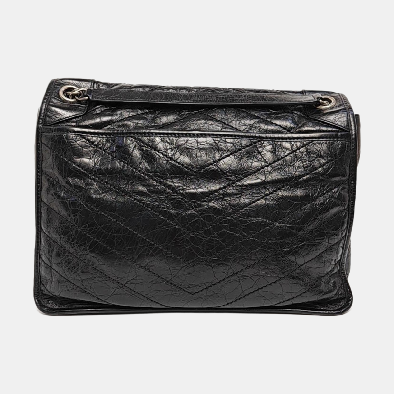 NIKI Large Chevron Calfskin Black