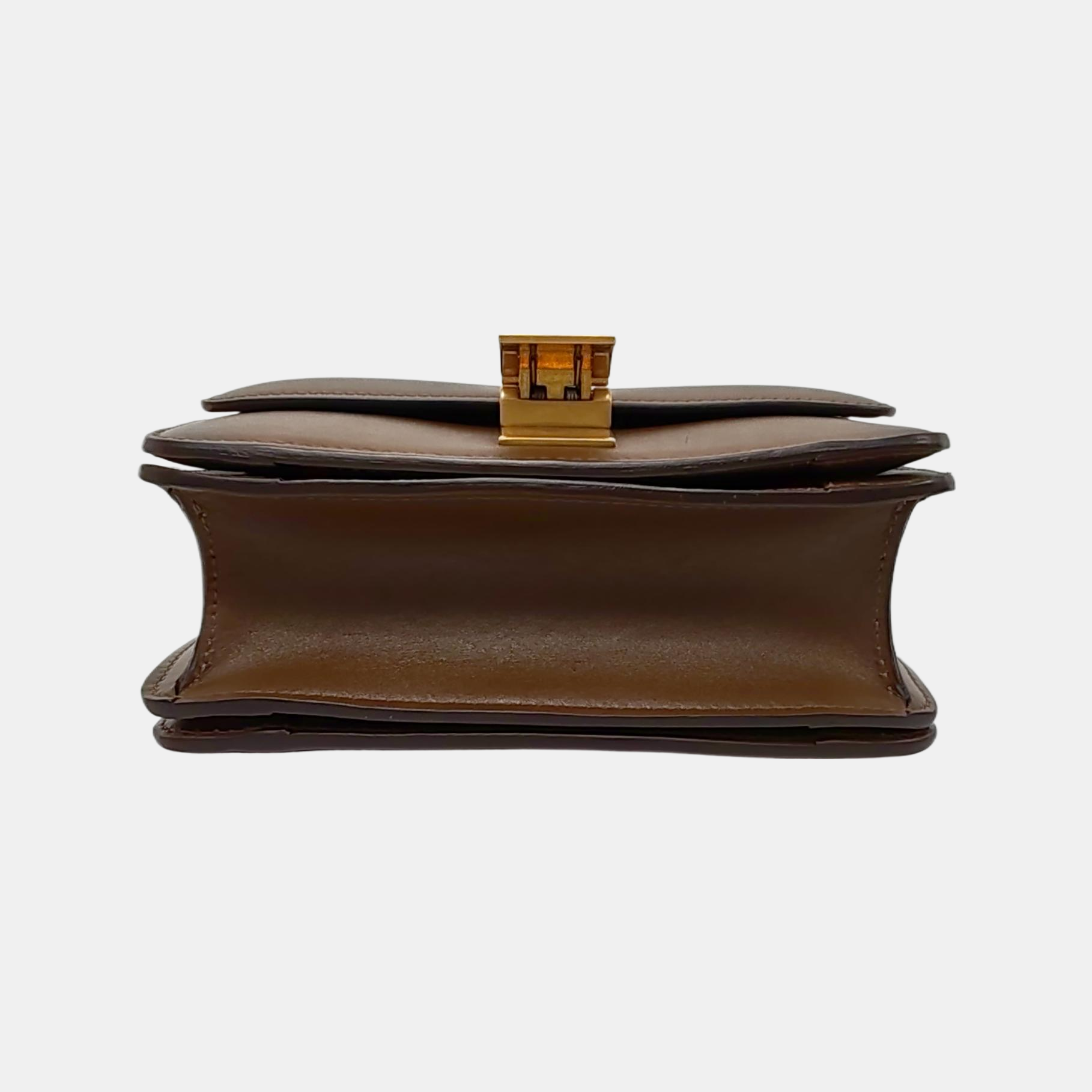 Authenticated pre-owned  CLASSIC BOX Mini Calfskin Brown - Shoulder Bag at Looply