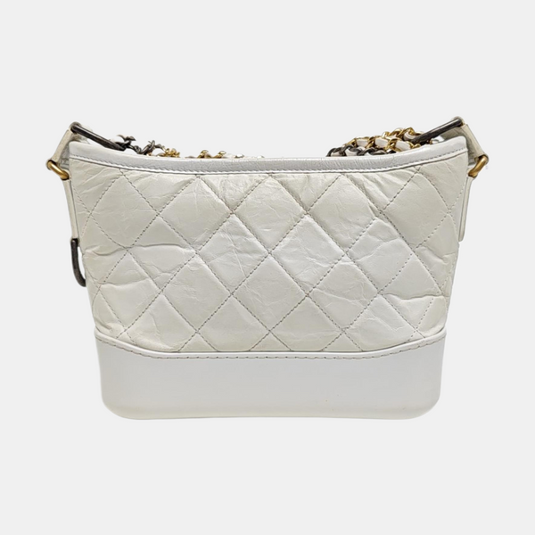 GABRIELLE Small Quilted Calfskin White