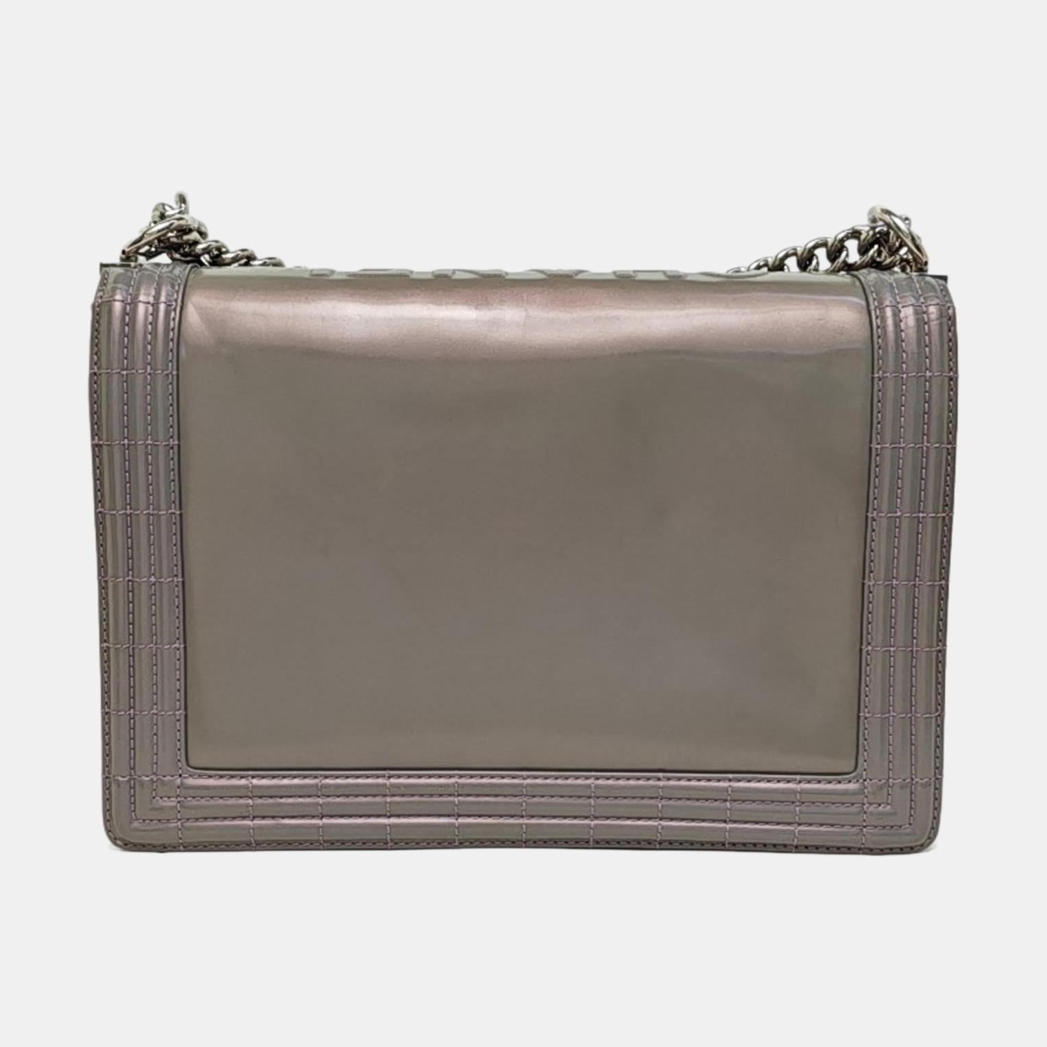 BOY CHANEL Maxi Patent Leather Gray