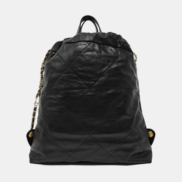 CHANEL 22 Piel de becerro acolchada grande negra
