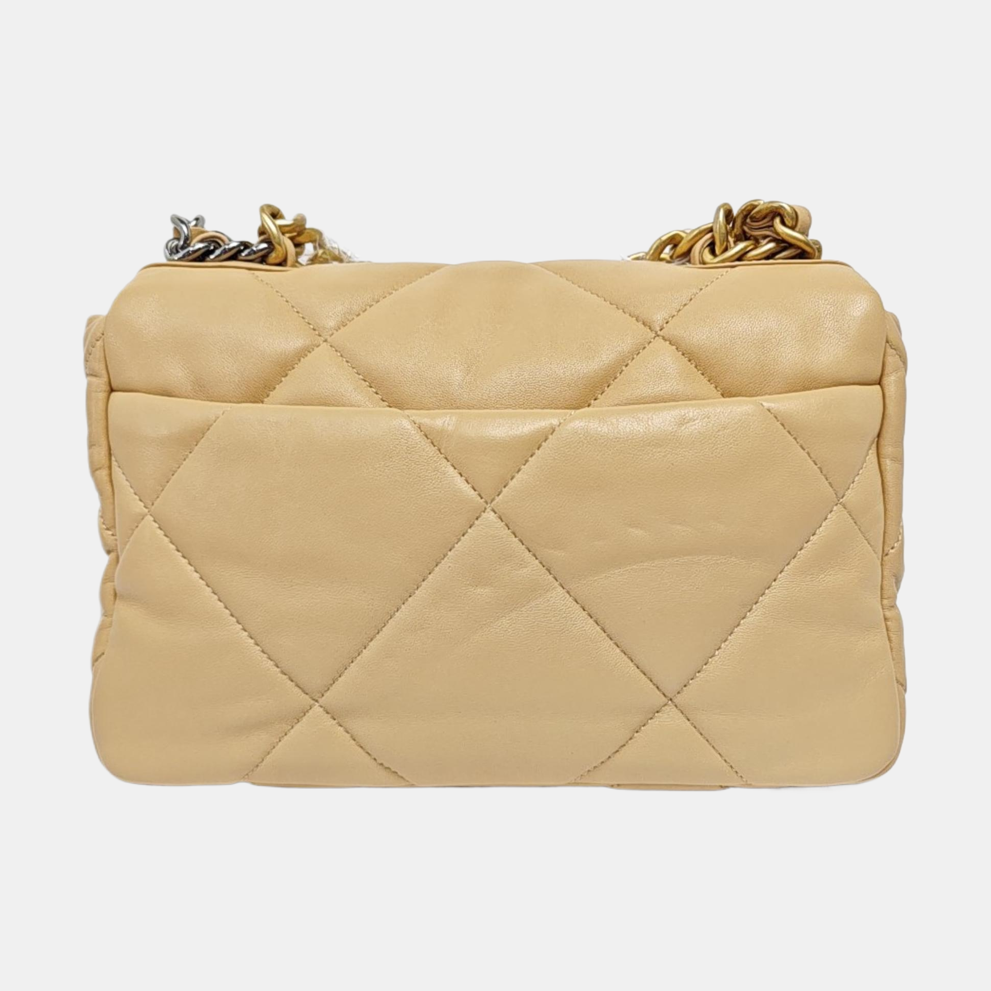 CHANEL 19 Small Quilted Lambskin Beige