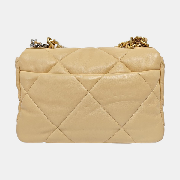 CHANEL 19 Small Quilted Lambskin Beige