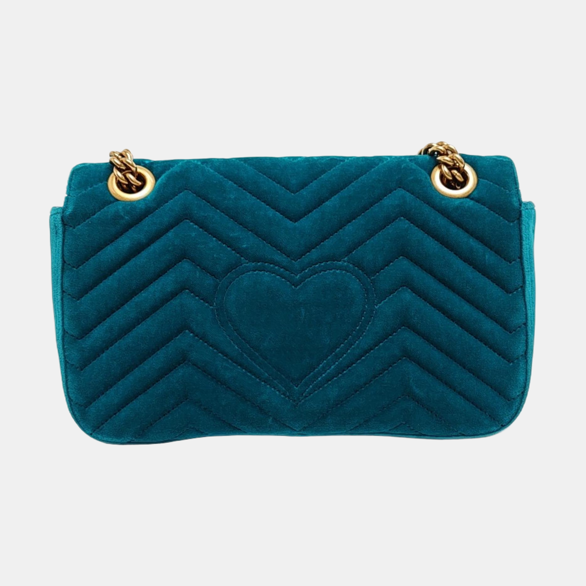 Authenticated pre-owned  GG Marmont Medium Quilted Velvet Green - Crossbody Bag at Looply