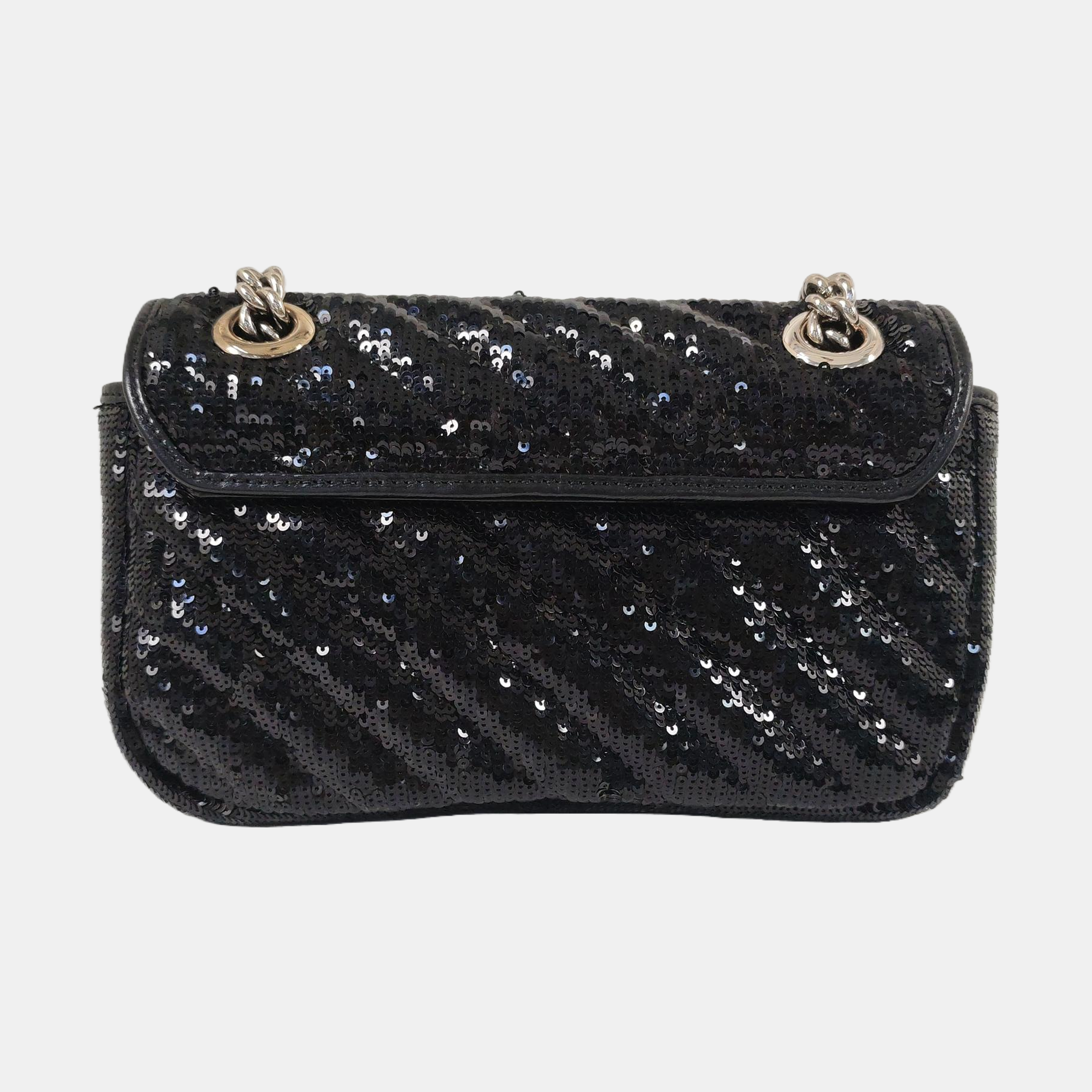 Authenticated pre-owned  GG Marmont Small Quilted Sequins Black - Crossbody Bag at Looply