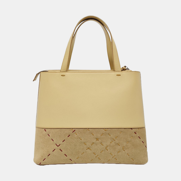 Leather Tote Bag Beige