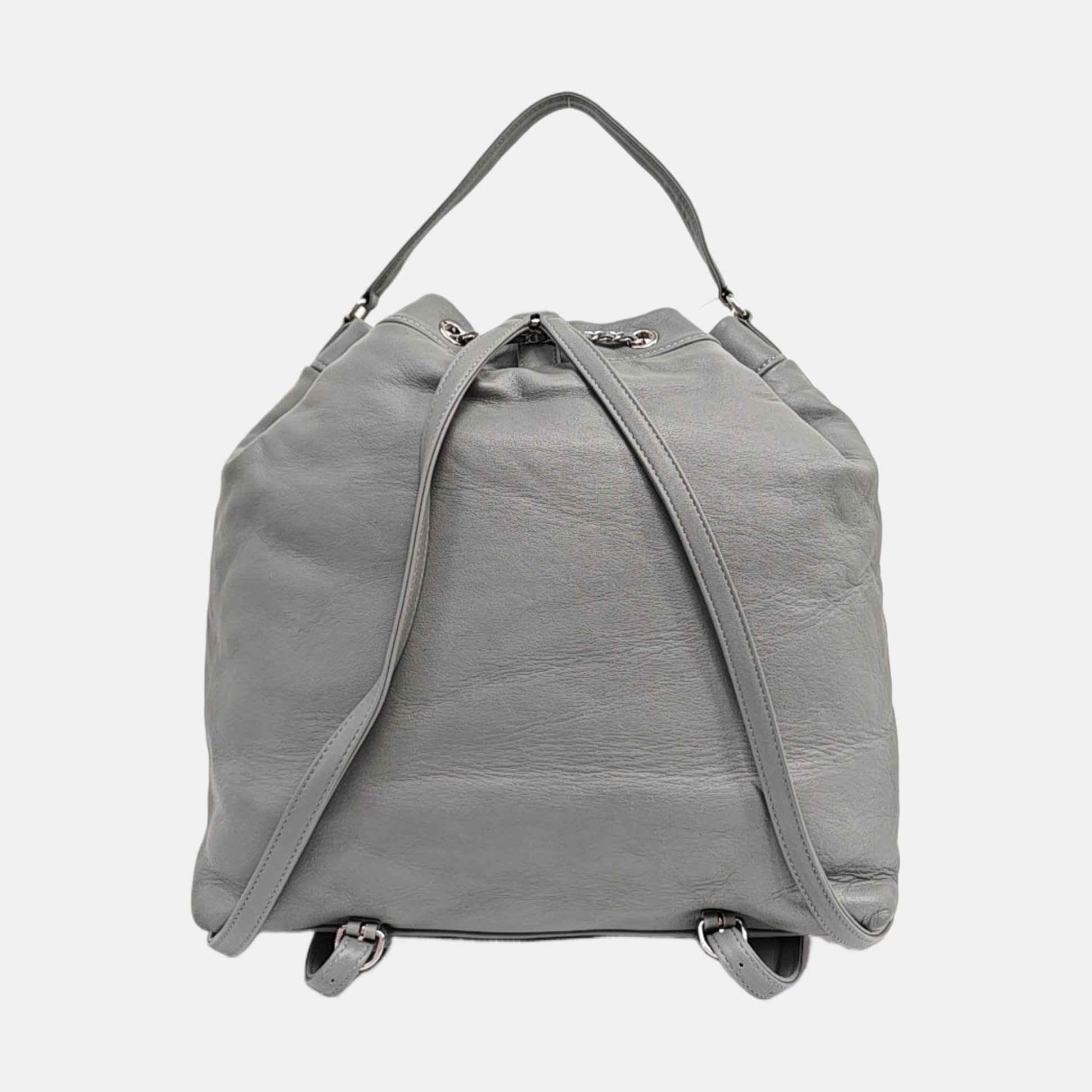 Quilted Calfskin Backpack Gray