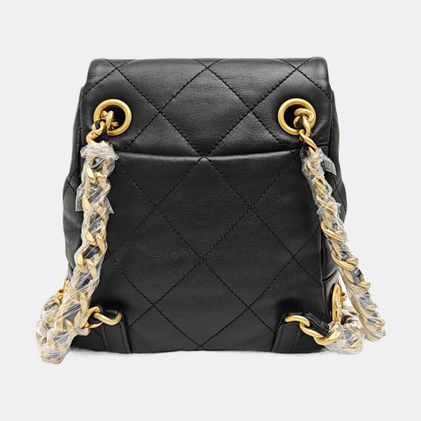 Quilted Calfskin Backpack Black