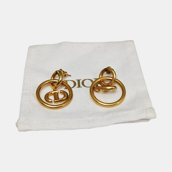Petit CD Metal Gold Stud Earrings