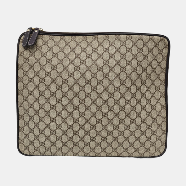 Monogram Coated Canvas Clutch Beige