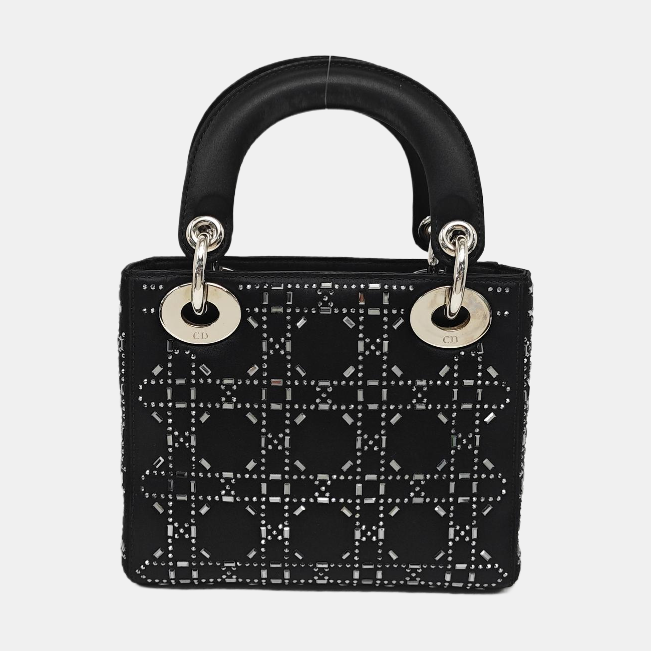Lady Dior Mini Cannage Silk Satin Black
