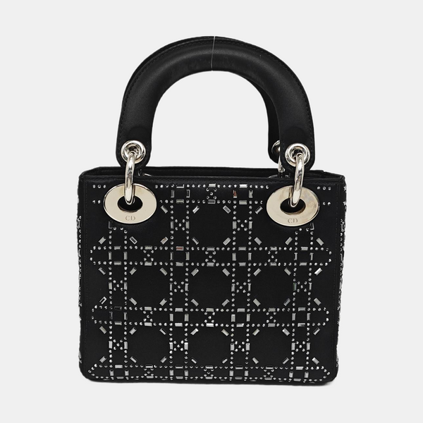 Lady Dior Mini Cannage Silk Satin Black