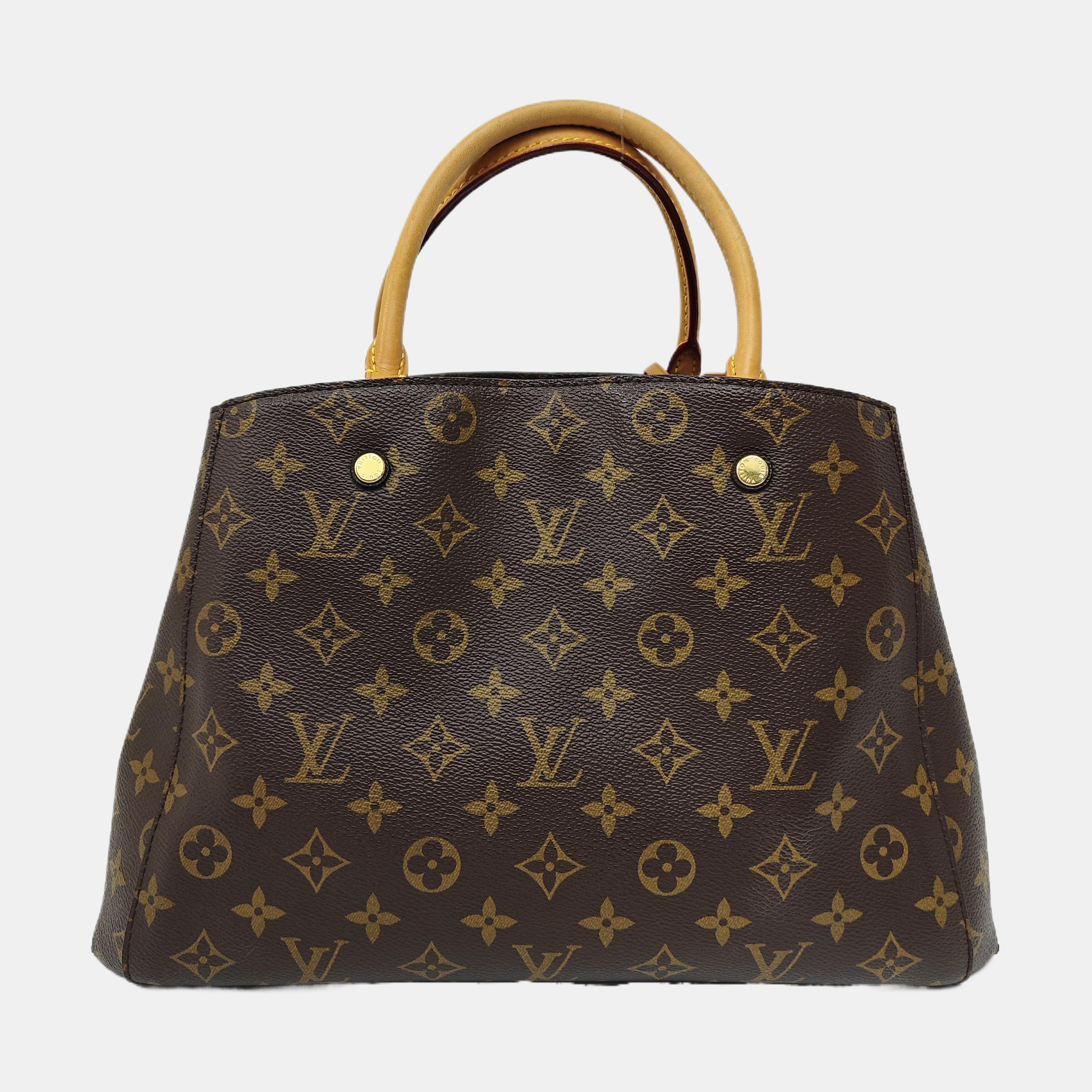 MONTAIGNE MM Monogram Coated Canvas Brown