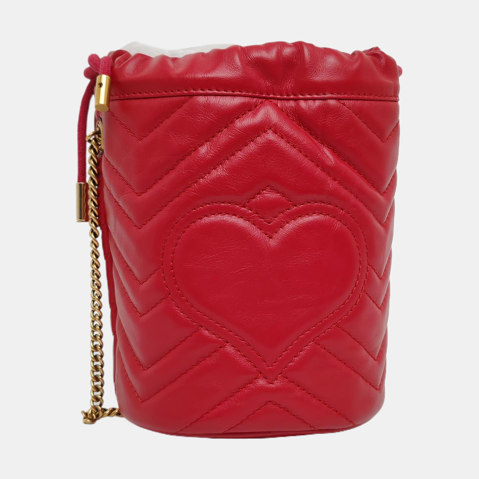 Authenticated pre-owned  GG Marmont Mini Quilted Calfskin Red - Bucket Bag at Looply