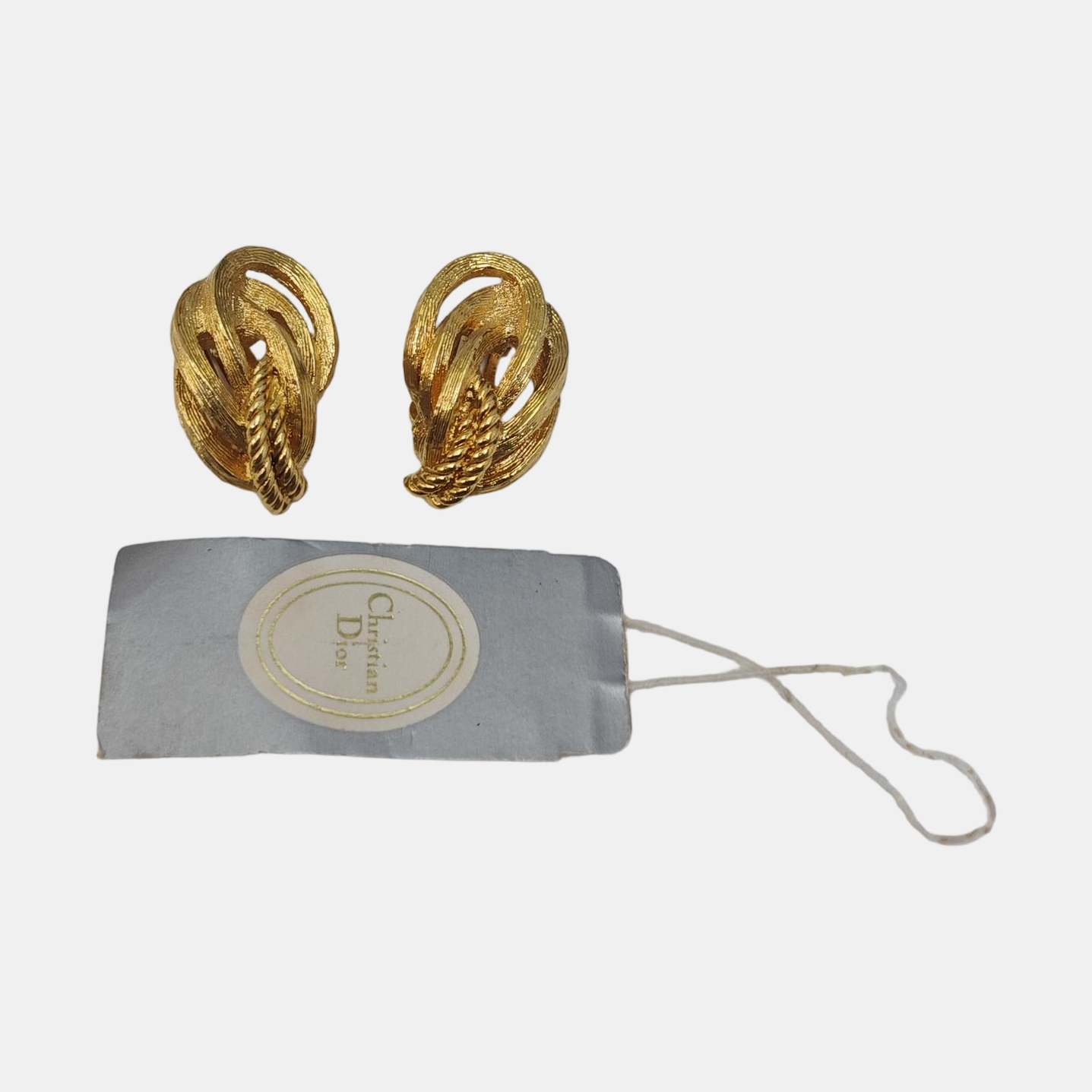 Twist Round Metal Gold Clip On Earrings