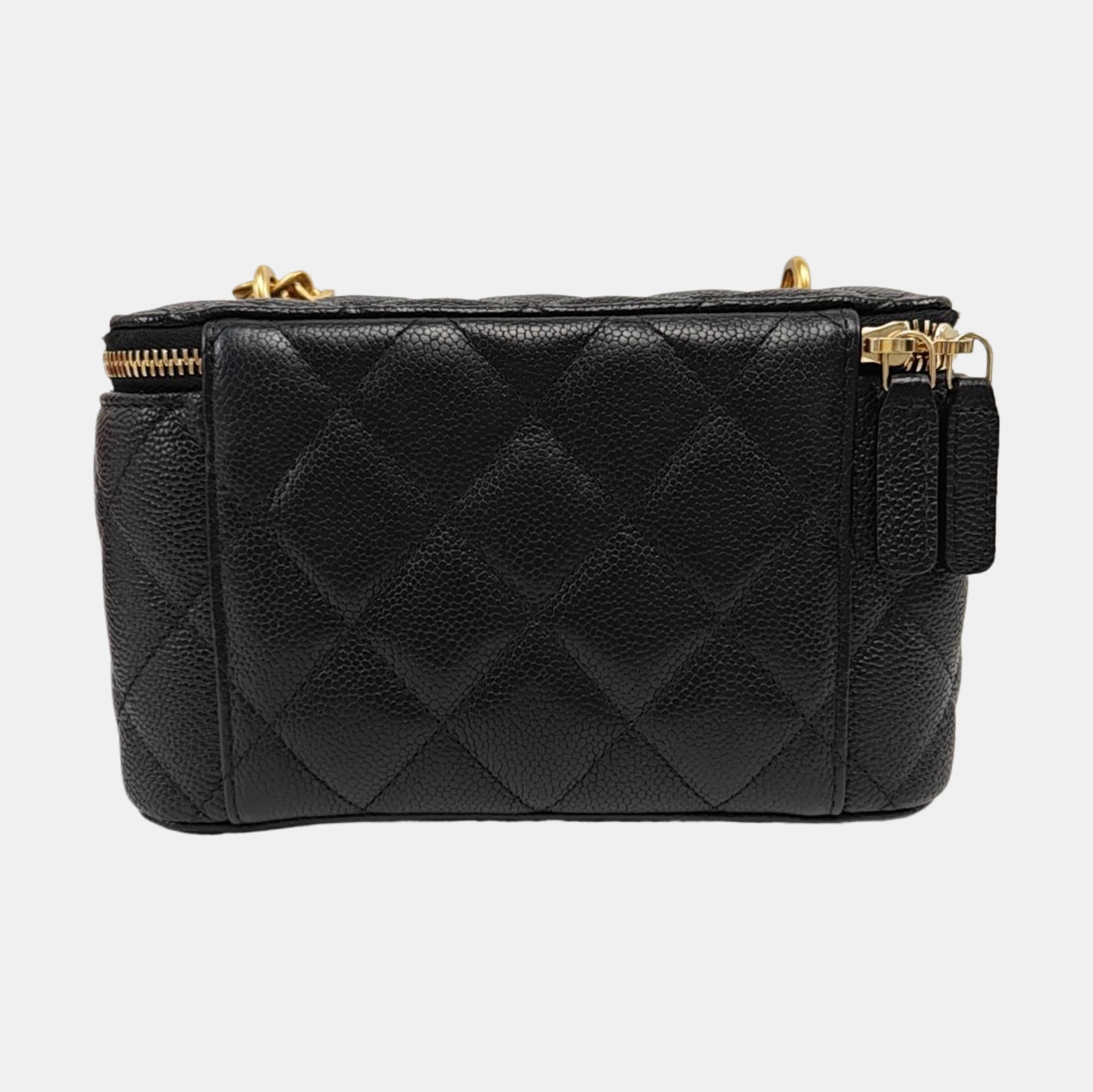 VANITY CASE Small Quilted Grained Calfskin Black