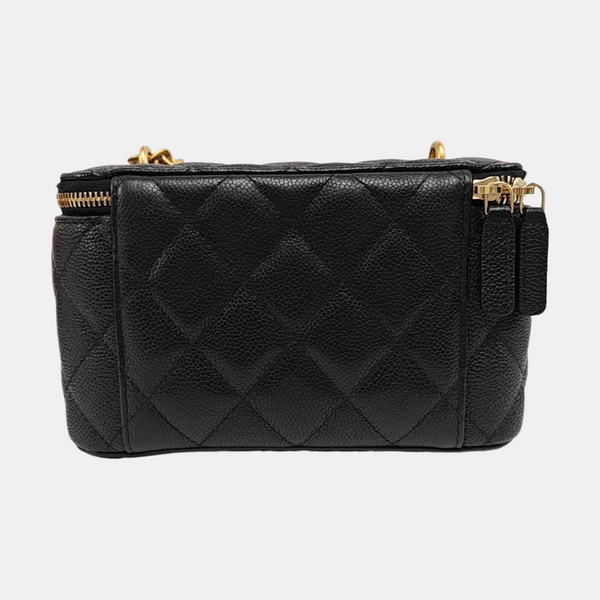 VANITY CASE Small Quilted Grained Calfskin Black