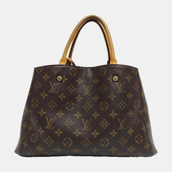 MONTAIGNE MM Monogram Coated Canvas Brown