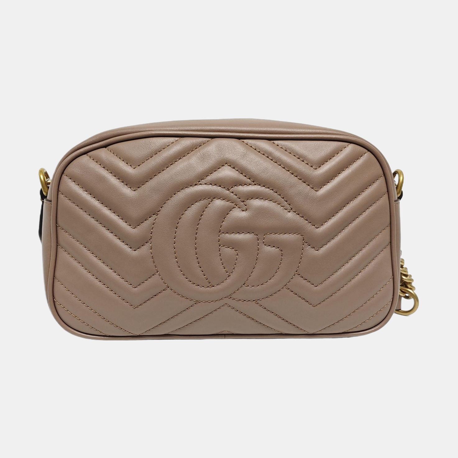 Authenticated pre-owned  GG Marmont Small Quilted Calfskin Beige - Shoulder Bag at Looply