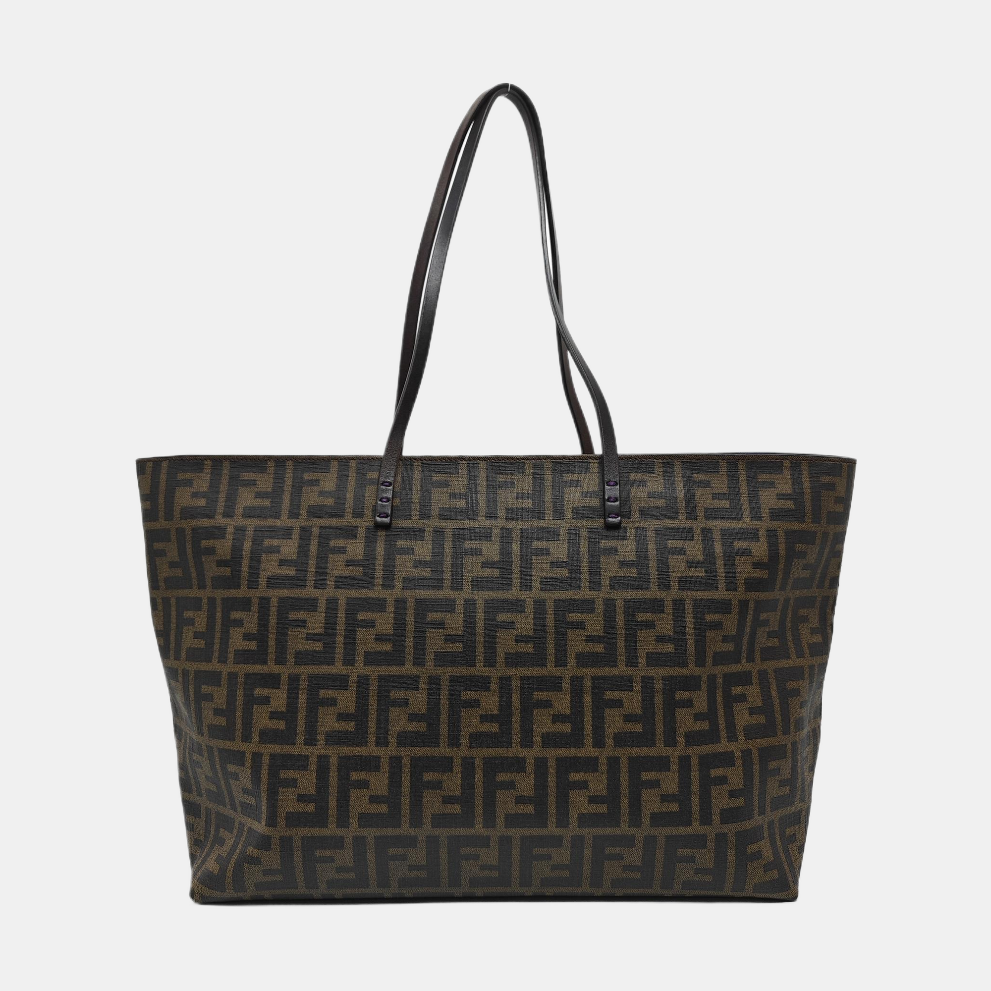 Coated Canvas Tote Bag Brown