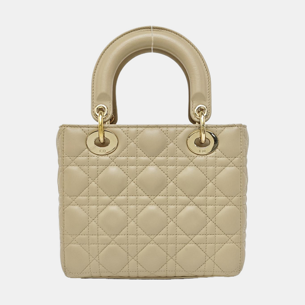 Lady Dior Small Cannage Lambskin Beige