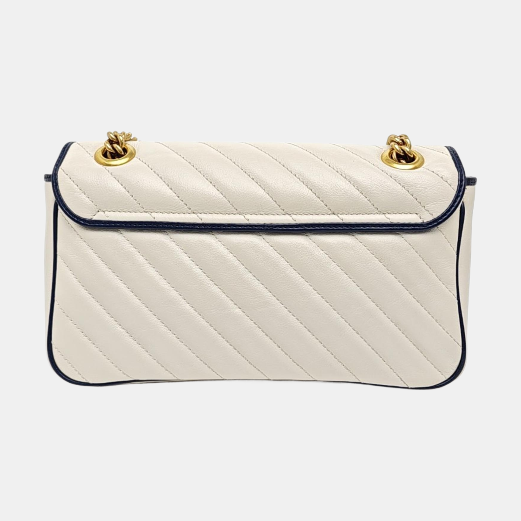 GG Marmont Medium Quilted Calfskin White
