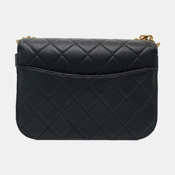 DIANA CC Mini Quilted Grained Calfskin Black