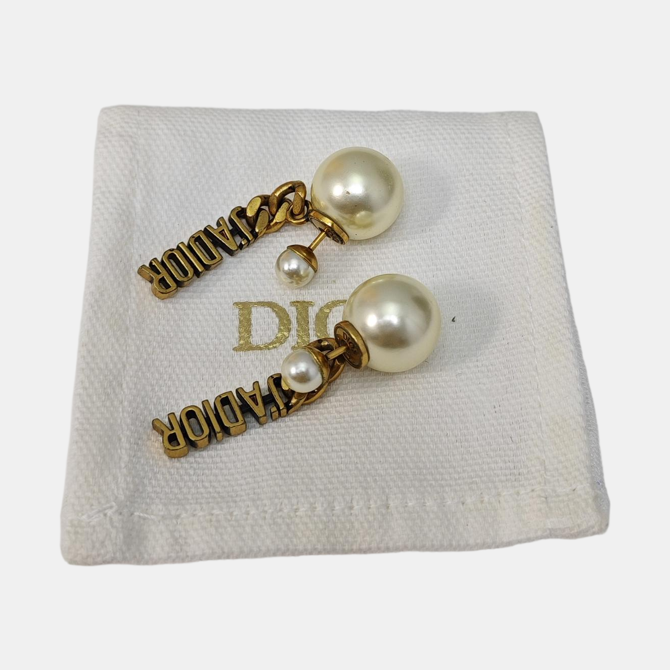 Dior Tribales Metal White Stud Earrings
