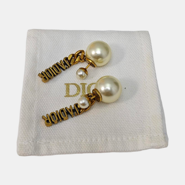 Dior Tribales Metal White Stud Earrings