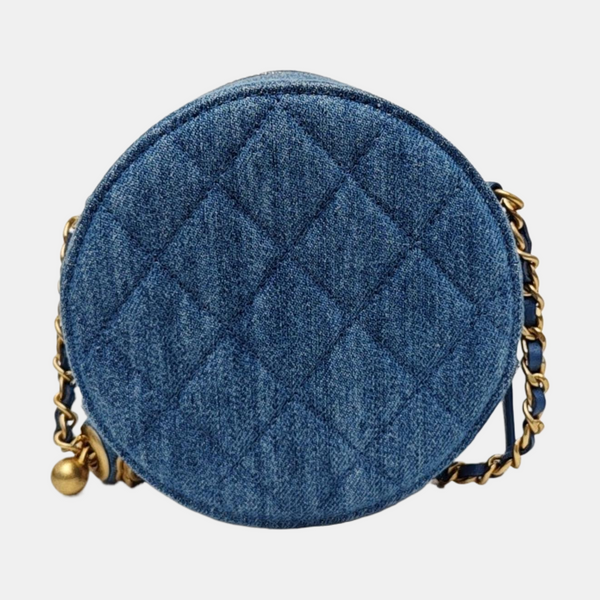 ROUND Quilted Grained Calfskin Blue