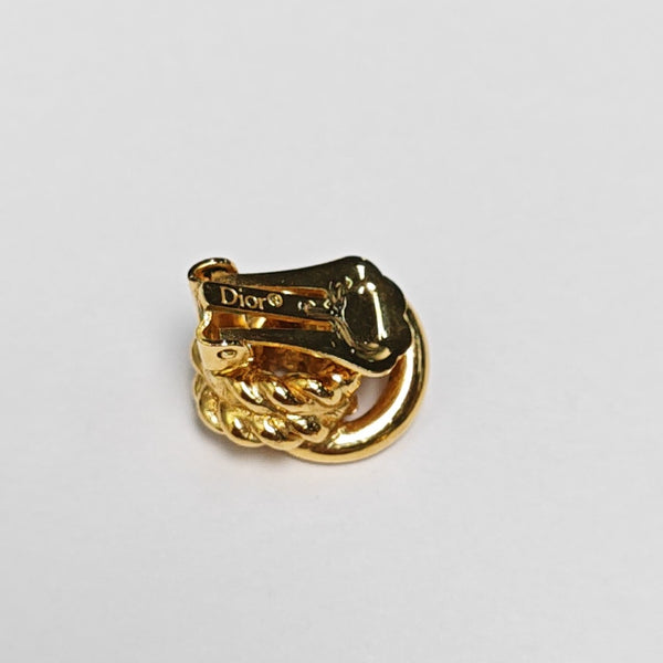 Twist Round Metal Gold Clip On Earrings