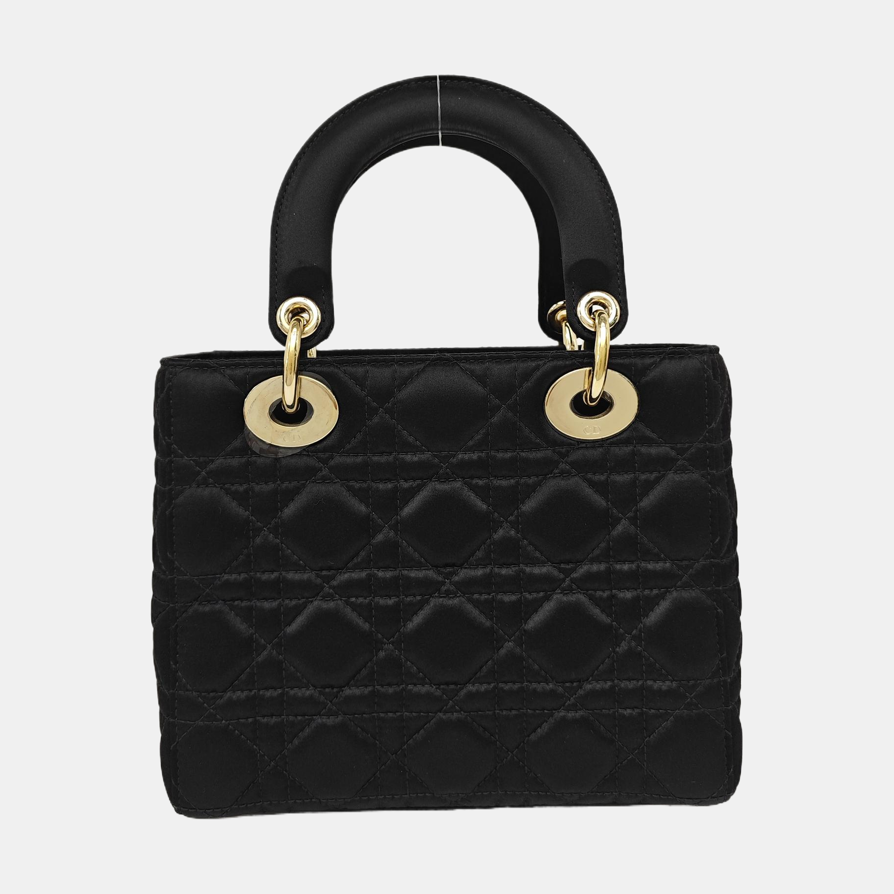 Lady Dior Small Cannage Silk Satin Black