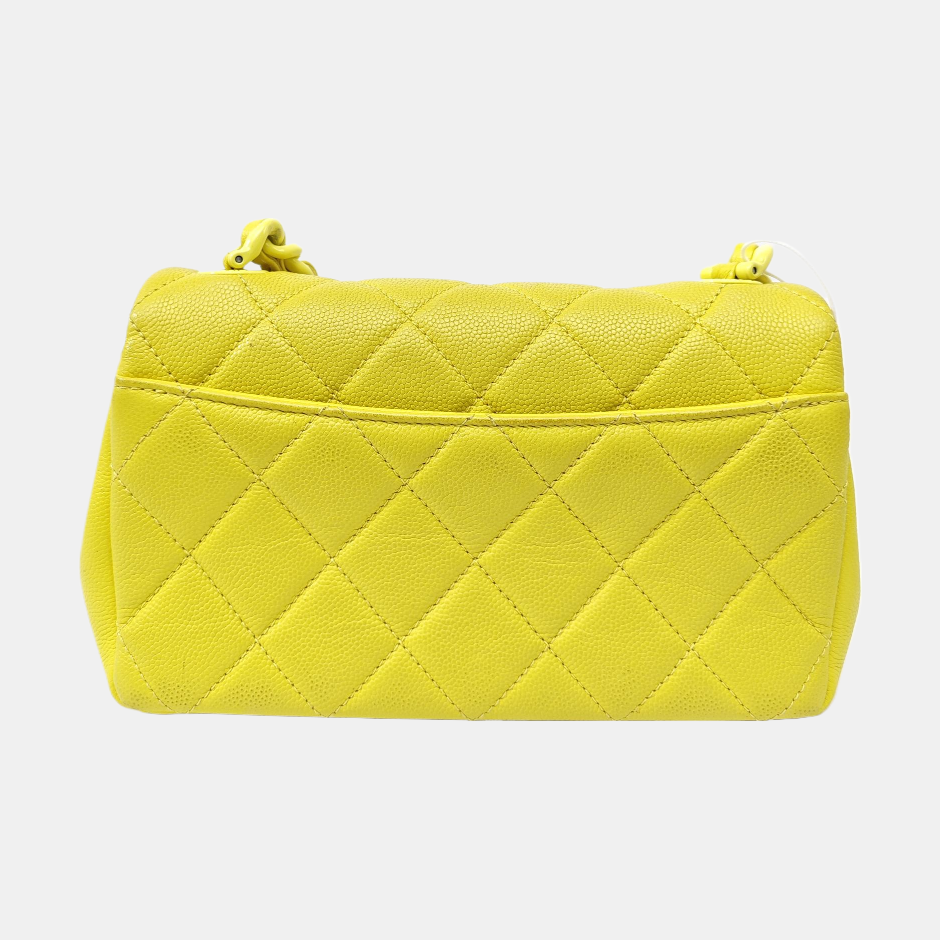 Quilted Grained Calfskin Crossbody Bag Yellow