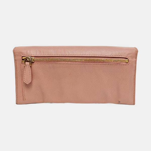 Fiocco Bow Saffiano Calfskin Pink Wallet