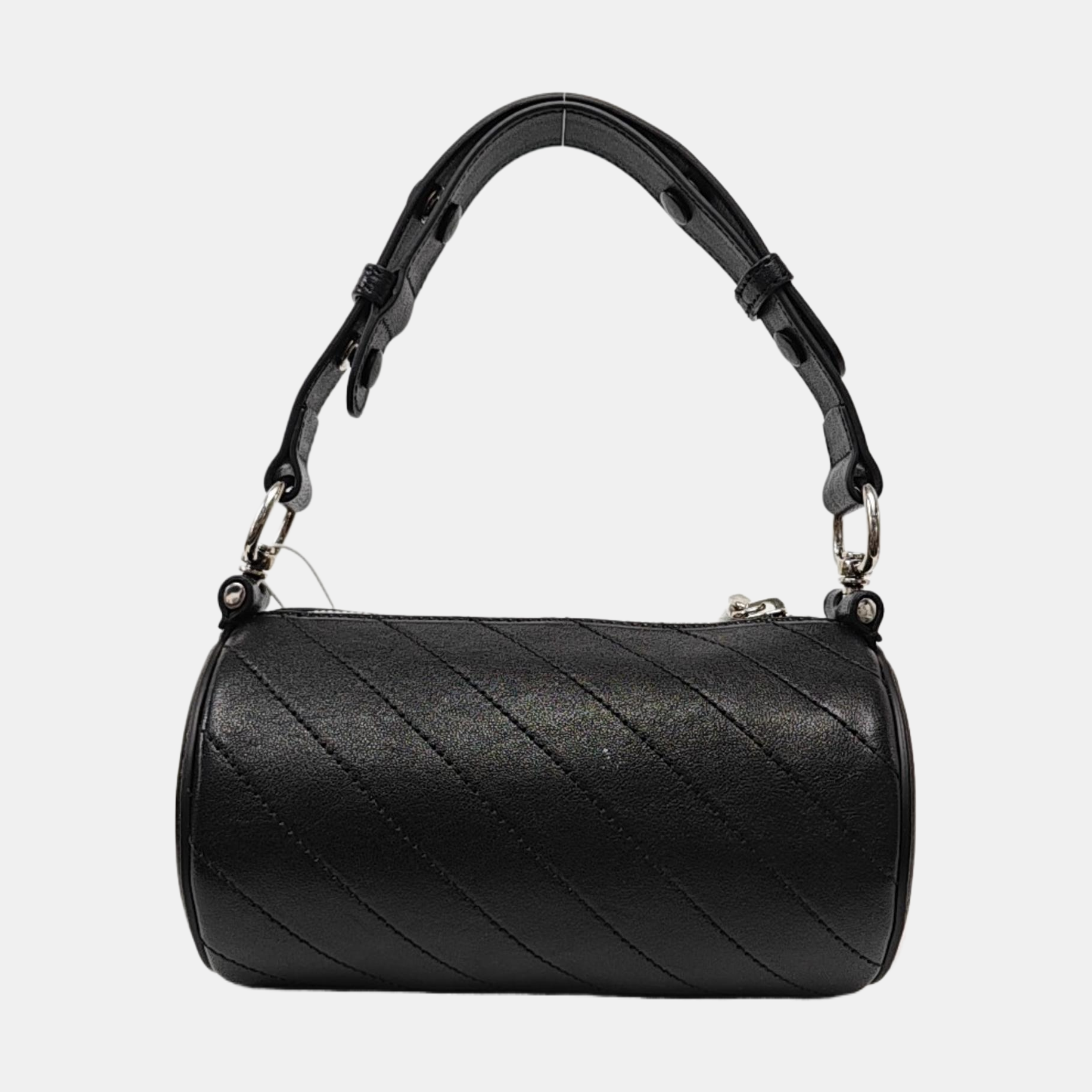 Quilted Calfskin Top Handle Bag Mini Black
