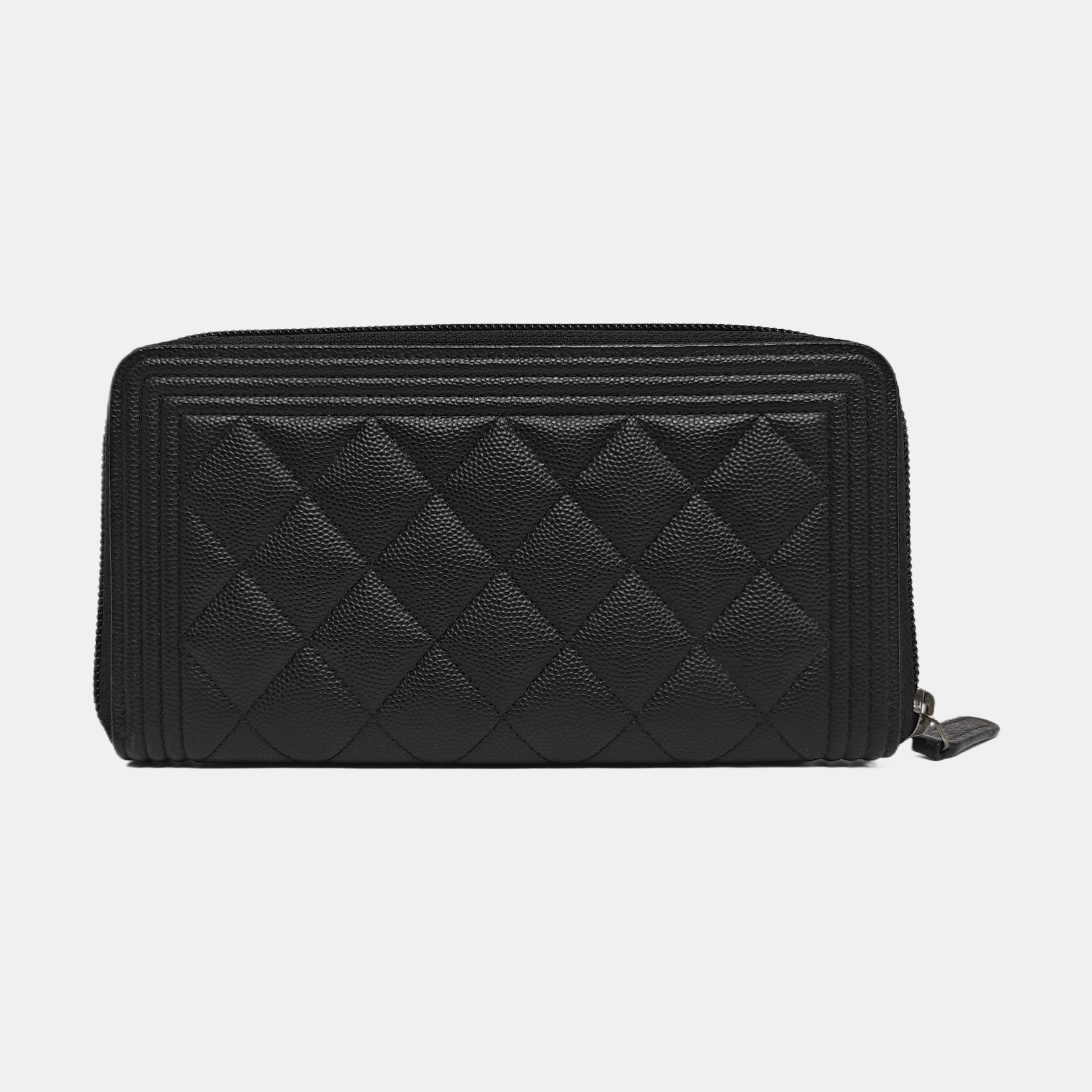 BOY CHANEL Mini Quilted Grained Calfskin Black Wallet