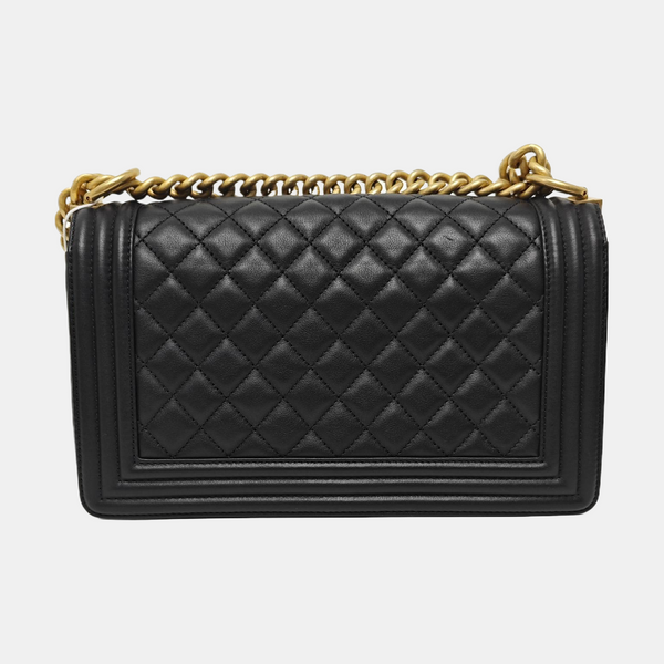 BOY CHANEL Medium Quilted Calfskin Black